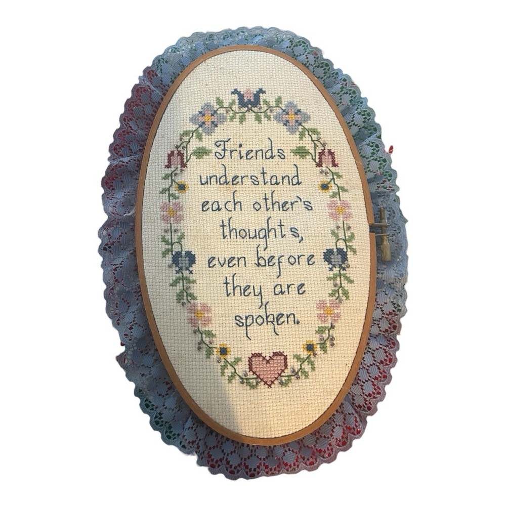 Complete FRIENDSHIP SAMPLER 5.5x8 Beaded Counted Cross Stitch Embroidery Framed.