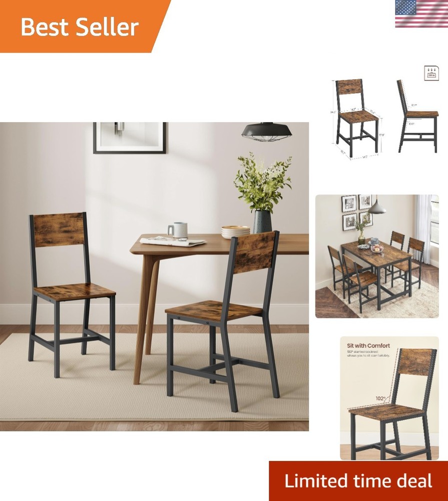 2-Pack Easy Assembly Rustic Brown Dining Chairs - Durable and Chic Design