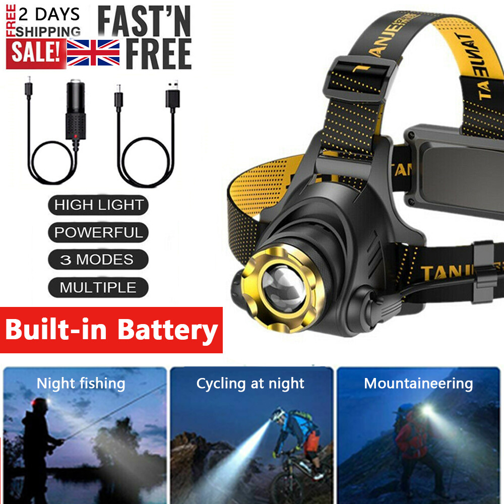Super Bright LED Headlamp Flashlight USB Rechargeable Headlight Waterproof Lamp