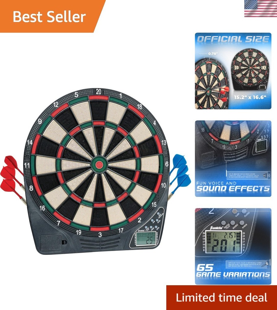 Interactive Electronic Dart Board Set - 65 Games, 6 Soft Tip Darts Included