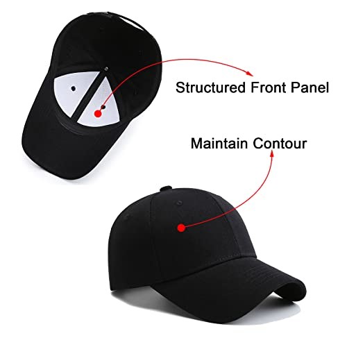 NPQQUAN Baseball Cap Structured Front Panels Golf Dad Trucker Hats for 1 Black
