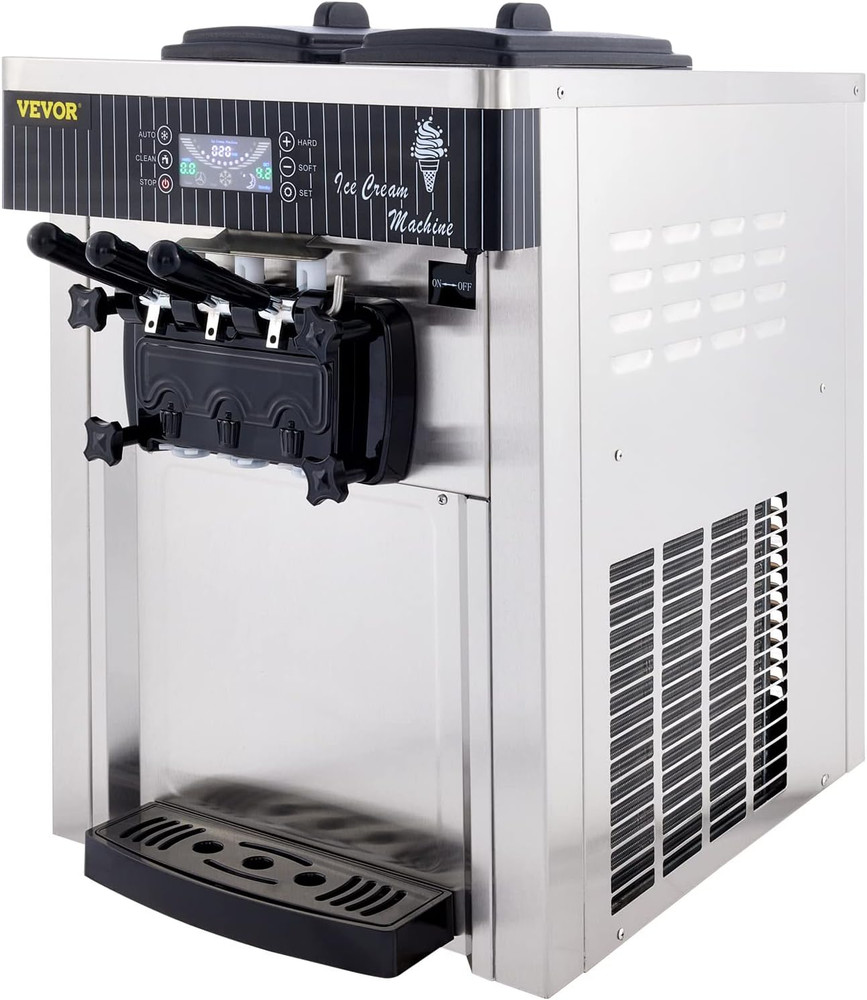 3-Flavor Soft Serve Ice Cream Machine with Auto Clean & LED Display