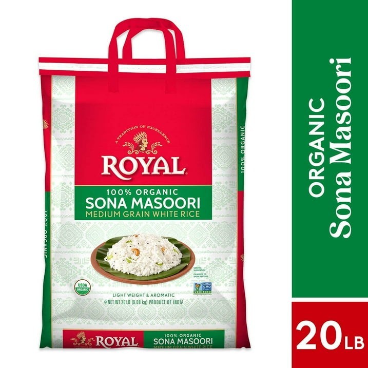 Royal Sona Masoori Organic Rice, 20 lbs.