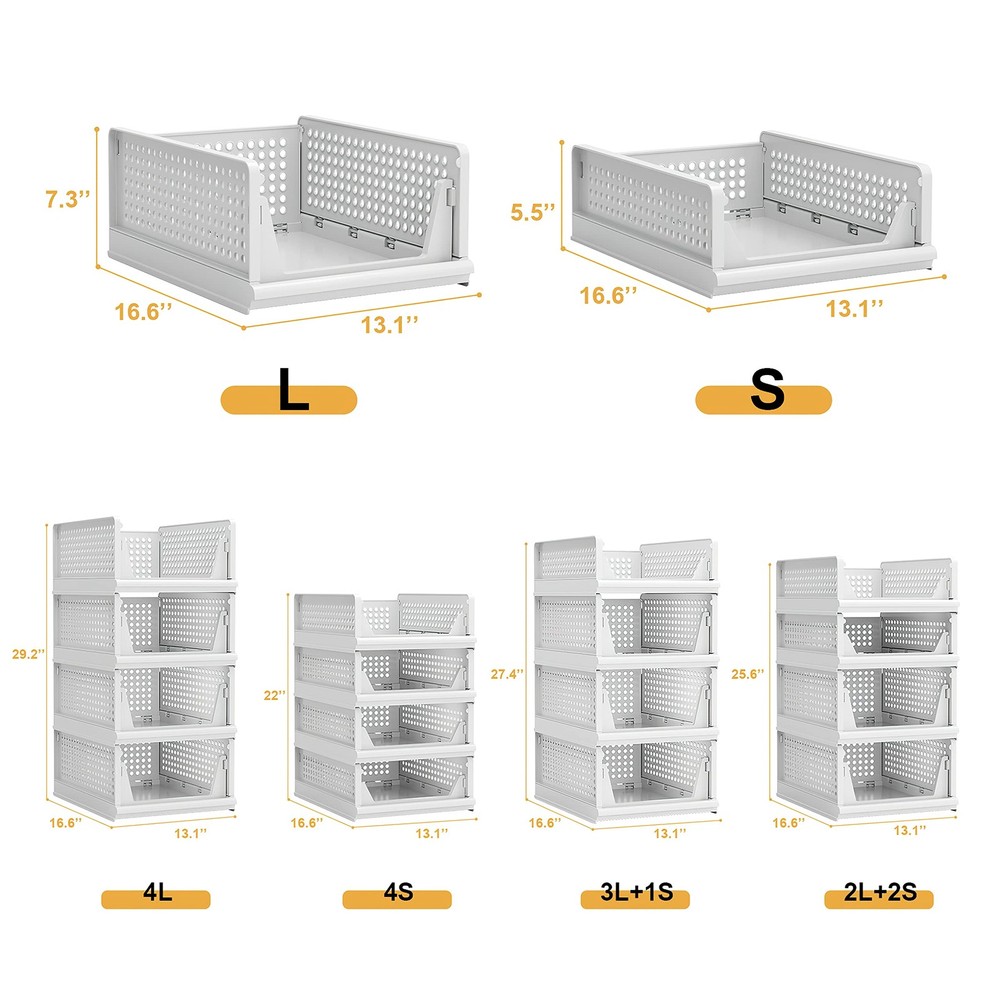Foldable Storage Basket Bin - Closet, Living Room, Bath, Kitchen Organizer
