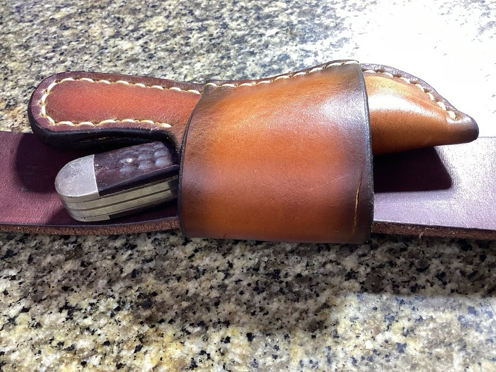 Leather Folding Knife Sheath Horizontal for Trapper Size (Sheath Only)