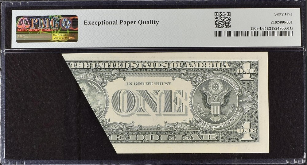 PMG 65 EPQ $1 1977 MASSIVE PRINTED FOLD ERROR SAN FRANCISCO