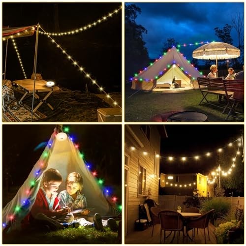 Camping String Lights, Outdoor String Lights with 8 Lighting Modes, 1 pack