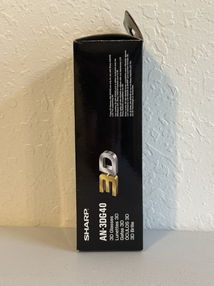 Sharp AN-3DG40 Active Shutter 3D Glasses Black NEW Open Box