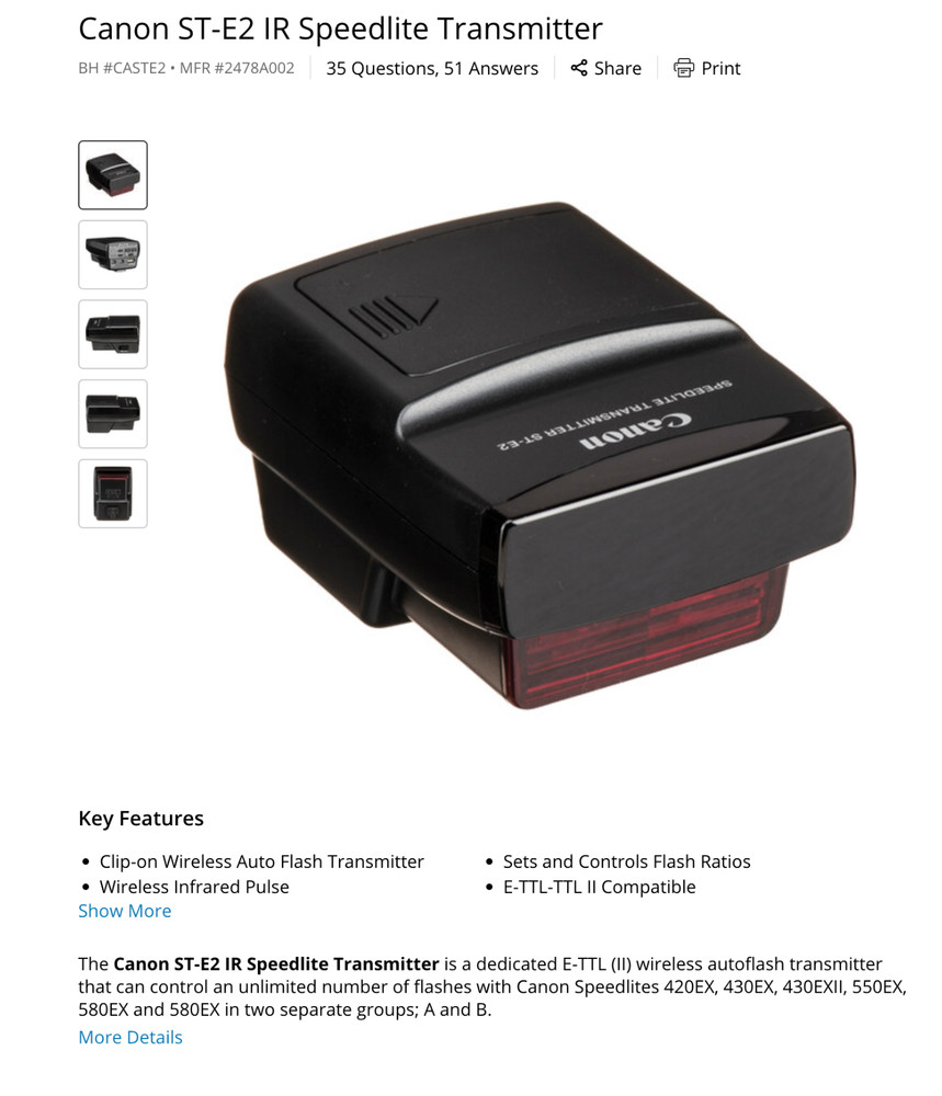 Canon Speedlite Transmitter ST-E2 and Case NEW