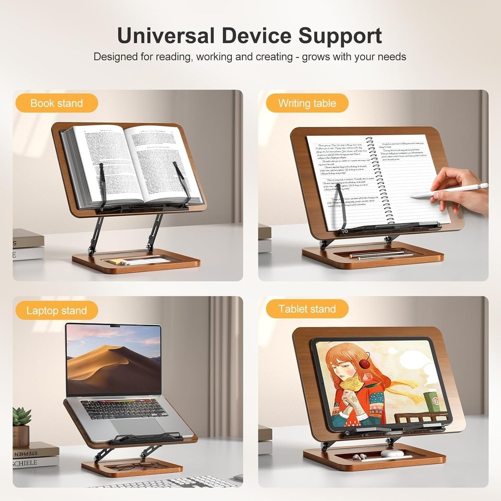 Book Stand Reading W/ Light Book Holders Reading Hands Free Adjustable Height