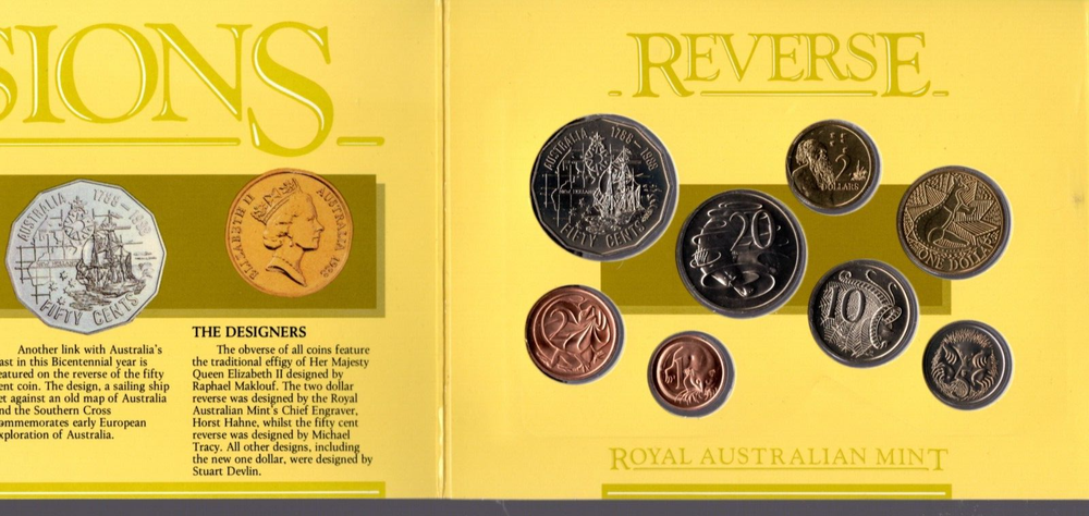 AUSTRALIA 1988 UNCIRCULATED MINT COIN SET KM#MS21 ~A1