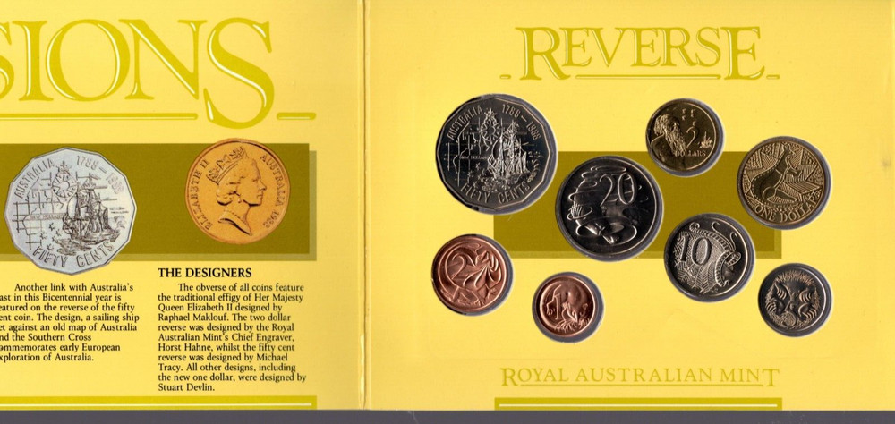 AUSTRALIA 1988 UNCIRCULATED MINT COIN SET KM#MS21