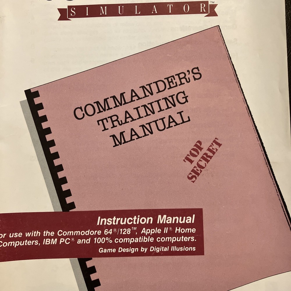 Sub Battle Simulator Commodore 64 Epyx Vintage 1987 Instructions Manual