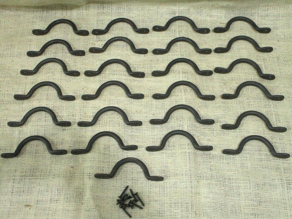 25 HAND FORGED IRON DRAWER BIN PULLS 4 1/4" LONG CABINET HANDLES KITCHEN BATH