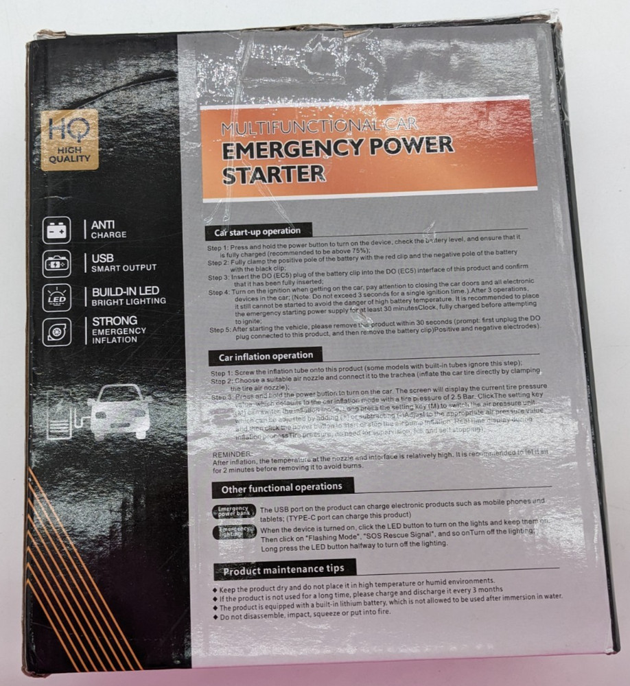 APEXPIONE | multifunctional car emergency power starter | 12V Air Compression