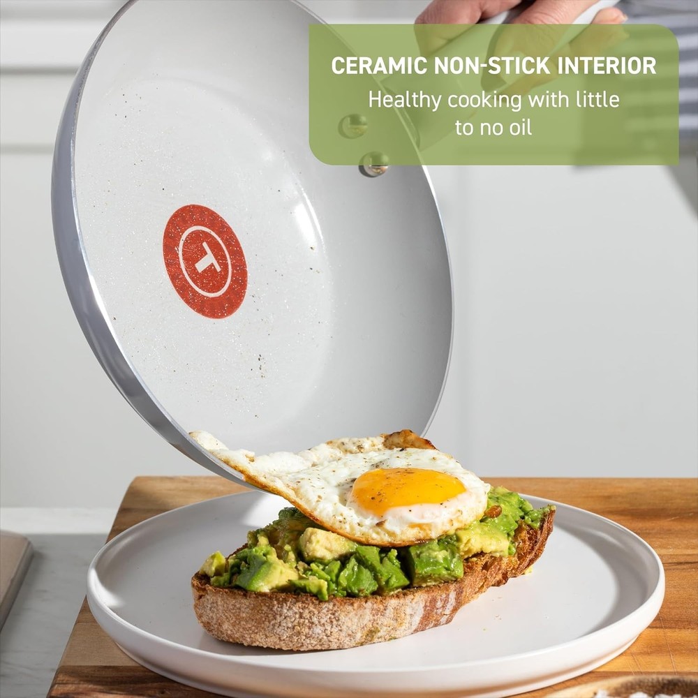 T-Fal Refresh Ceramic Nonstick Cookware Set, 12-Piece Ceramic Pots