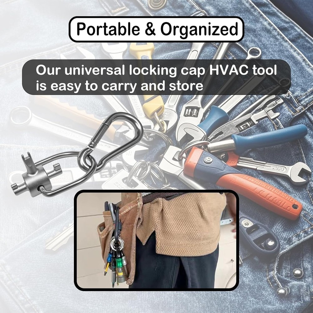 2Pcs HVAC 3-In-1 Locking Cap Key, Locking Cap Tools for 410A & R22 Refrigerant