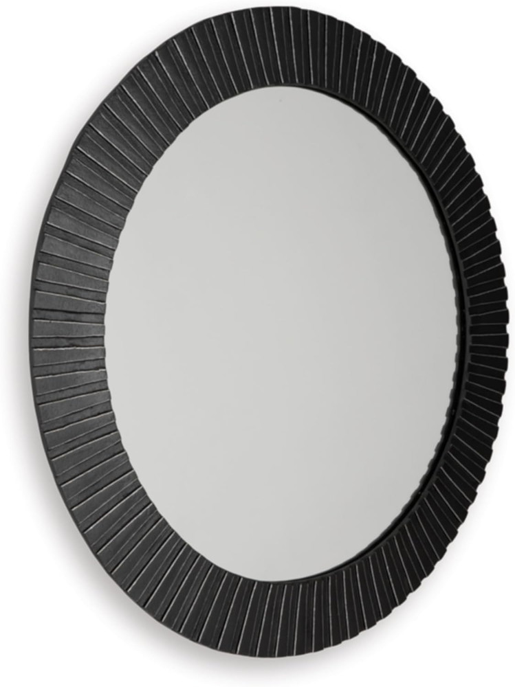 Black Wall Mounted Aluminum Accent Mirror with Thick Frame by Ashley