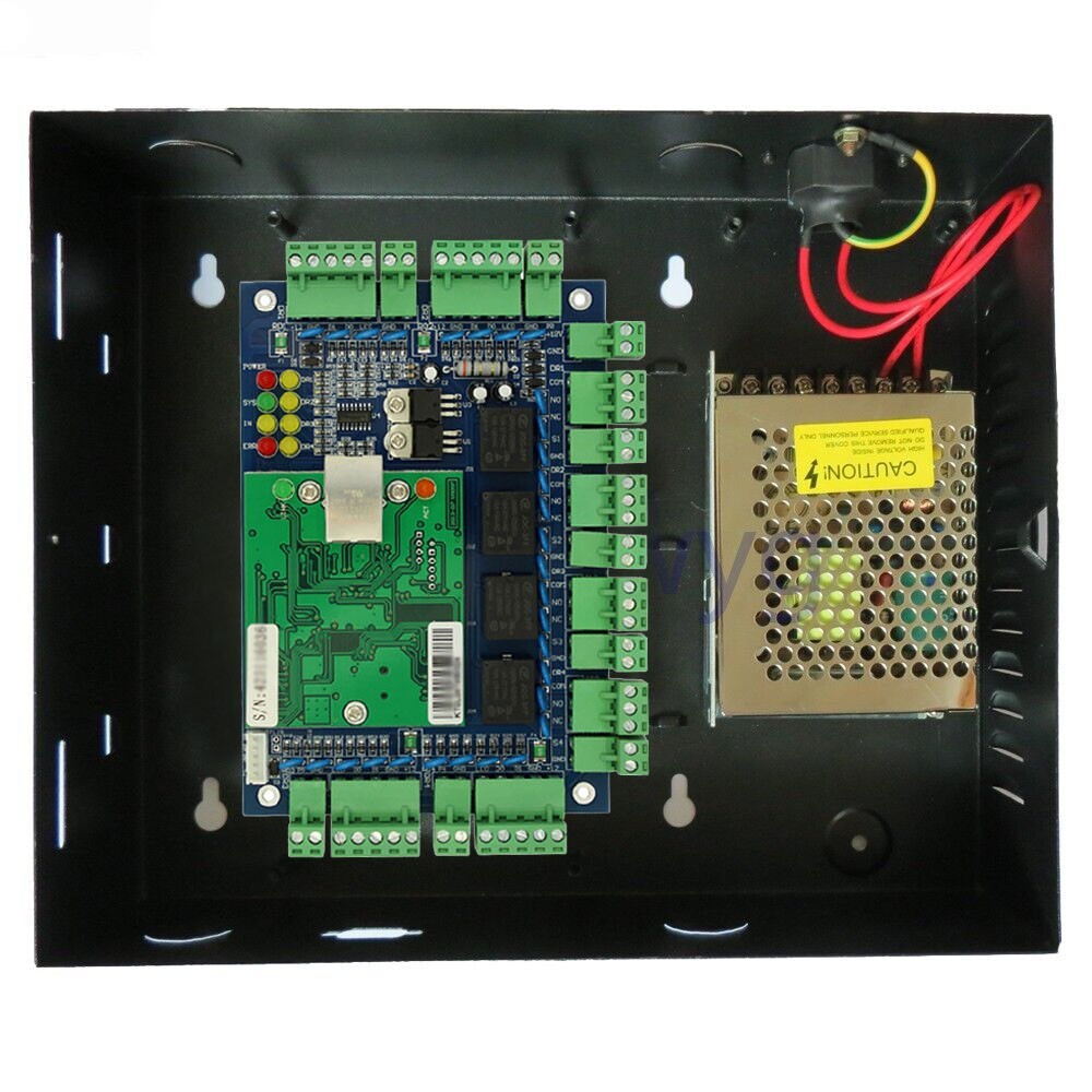 4 Door 4 Reader TCP/IP RFID Board Panel Access Control Metal case + Power supply