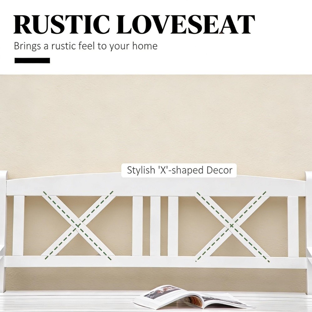 Rustic Style Garden Bench Solid Bench Corner Bench White