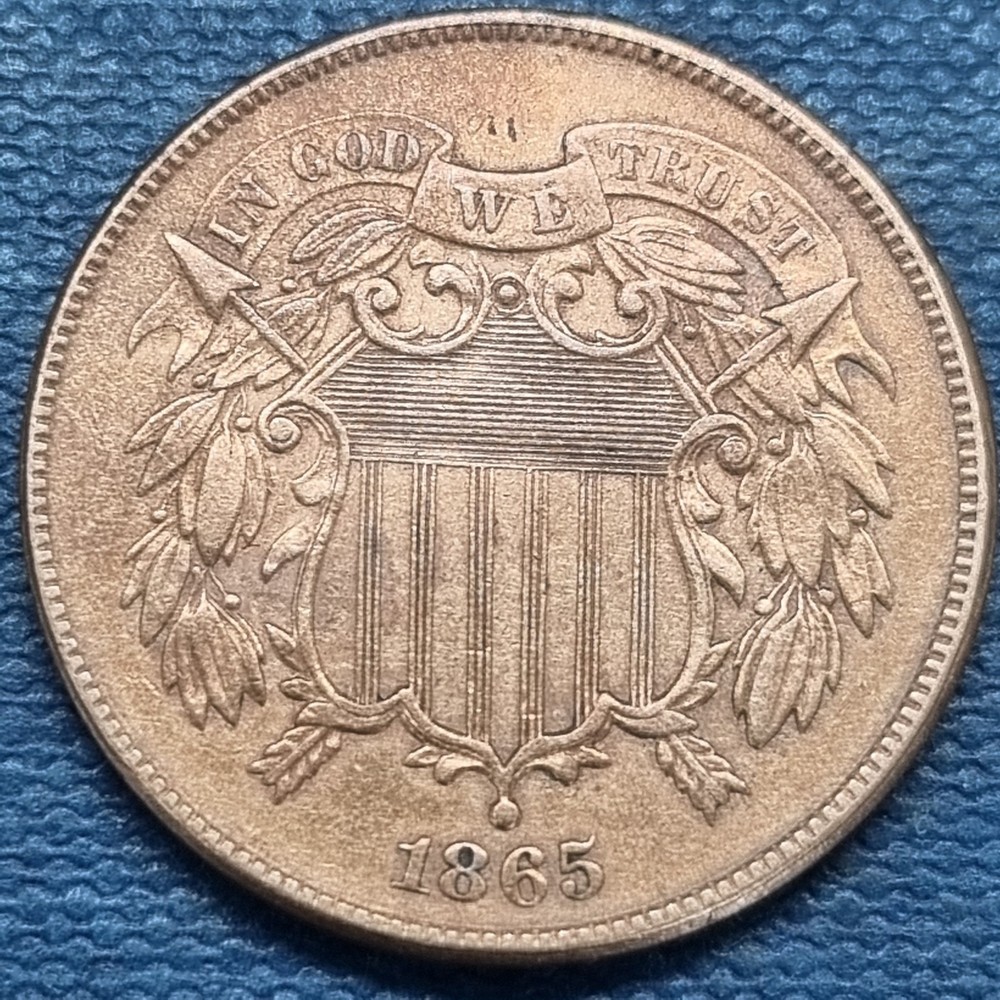 1865 Two Cent Piece 2c UNC Uncirculated Details #99376
