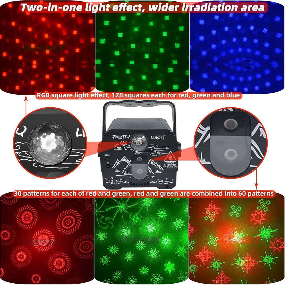 Party DJ Lights with Remote Control, Portable Mini Disco Ball Usb Powered 7
