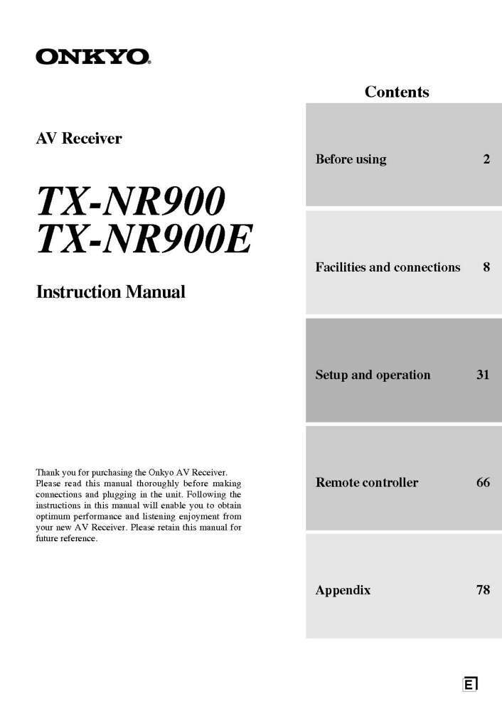 Onkyo TX-NR900E Tuner Owners Manual