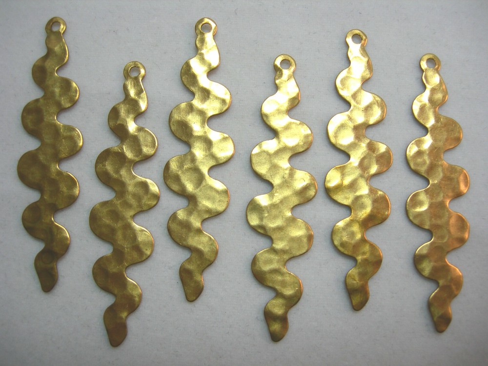 Curvy Hammered Raw Brass Earring Findings Drops - 6
