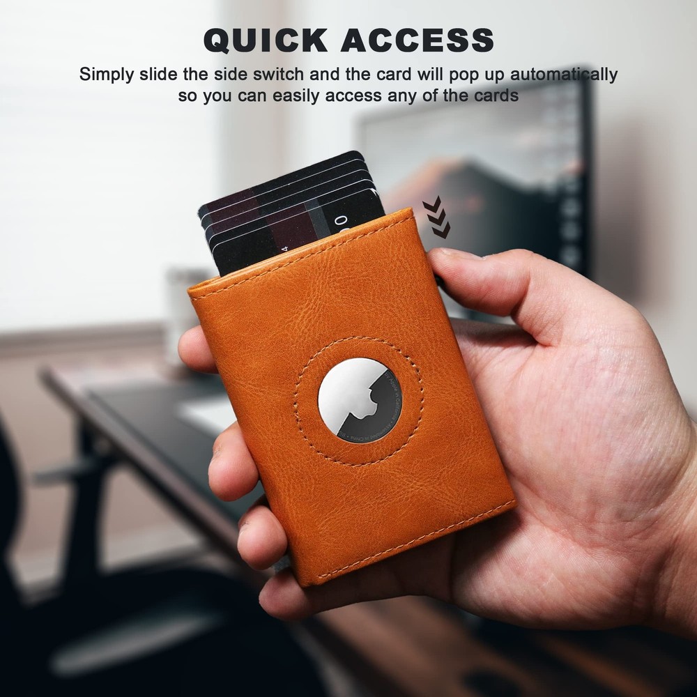 Airtag Wallet for Men with RFID Blocking - Smart Leather Wallet with Auto Eje...