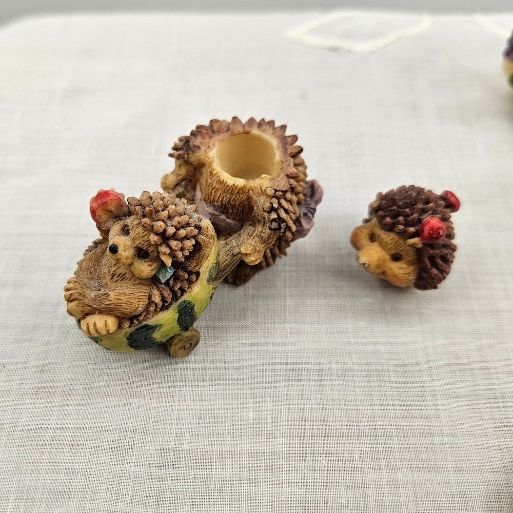 Mini Resin Hedgehog Multicolor Fruit-Themed Tea Set