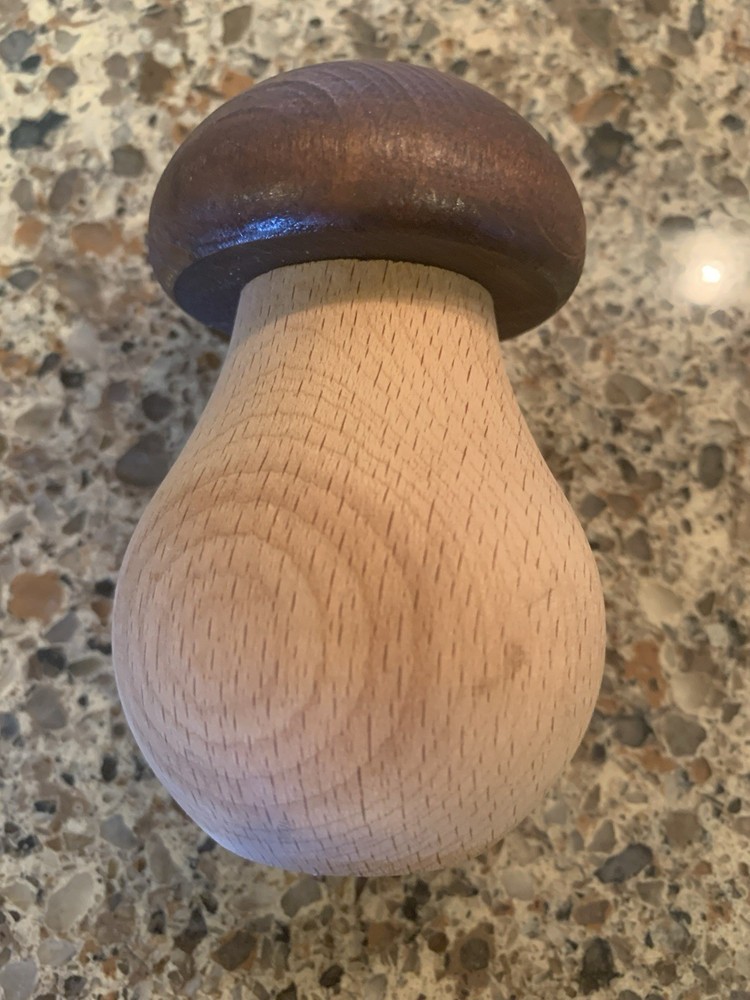 Mushroom Nutcracker made from Natural Solid Wood Handmade 3.5" tall Manual