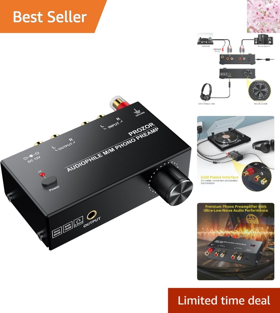 High-Performance M/M Phono Preamp with RCA Inputs & Volume Control, 63dB Gain