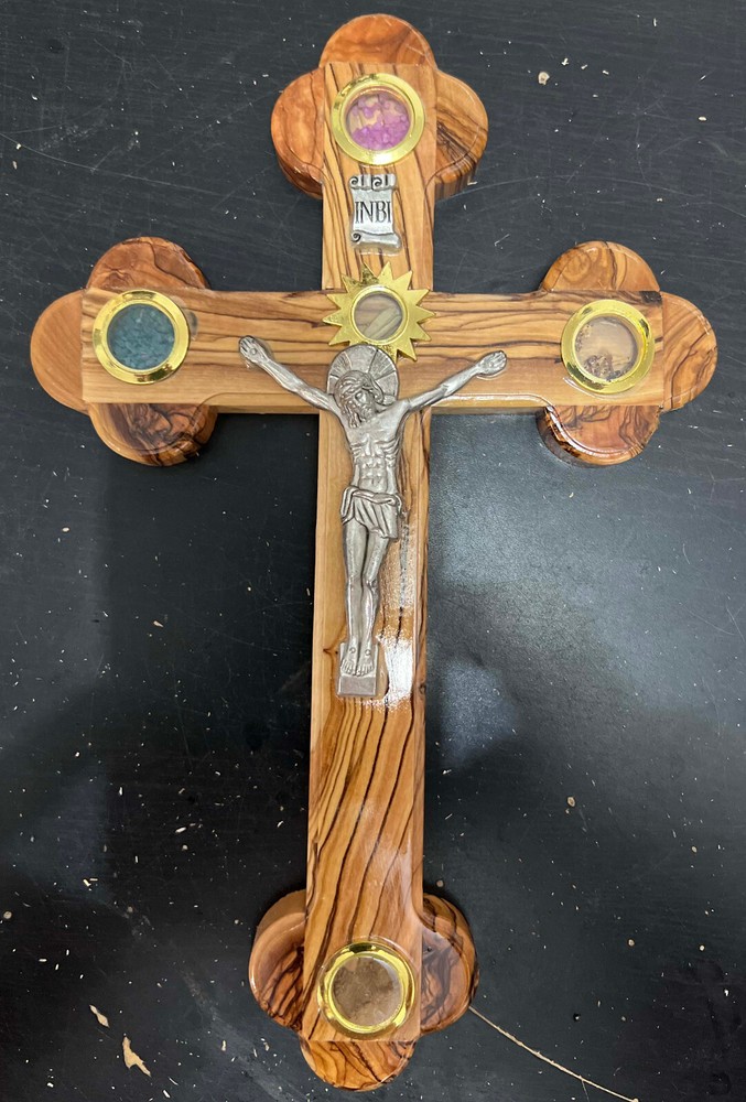 Large Bethlehem Olive Wood Wall Crucifix Cross 11"