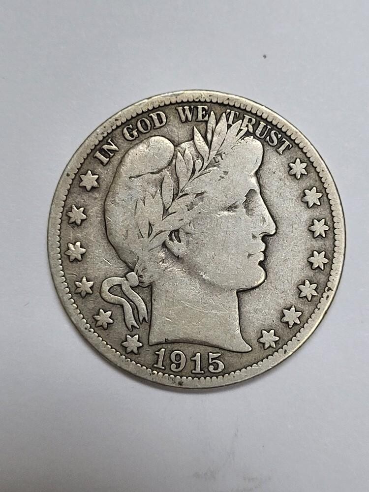 1915 S Barber Half Dollar PROBLEM FREE Fine