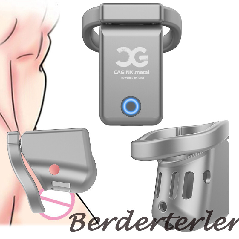 QIUI Metal Chastity Cage AI Function Remote APP Control Bluetooth Timer Lock