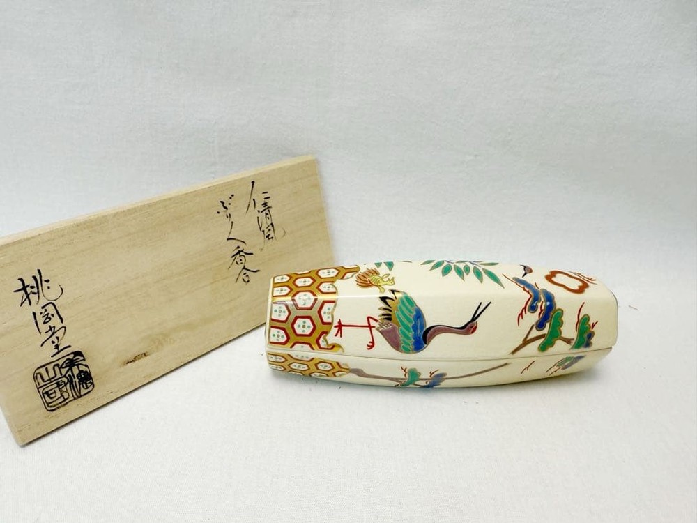 Japanese Tea Ceremony Ceramic Incense Container Ninsei Style Artisan Made