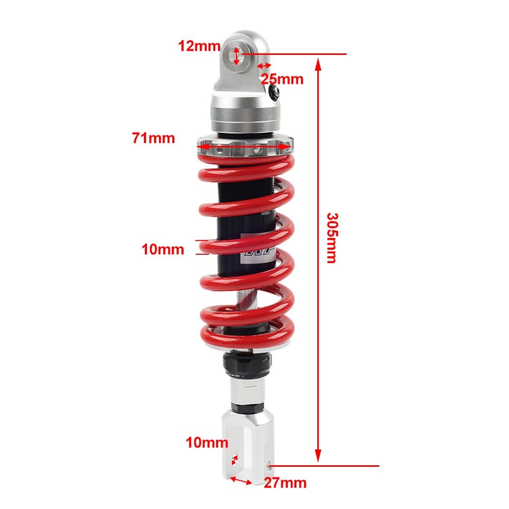 1pc 10mm Spring 305mm Adjustable Shock Absorber For Kawasaki