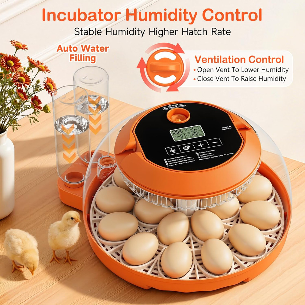 18 Egg Incubators for Hatching Eggs, Egg Incubator with Automatic Egg Turning an