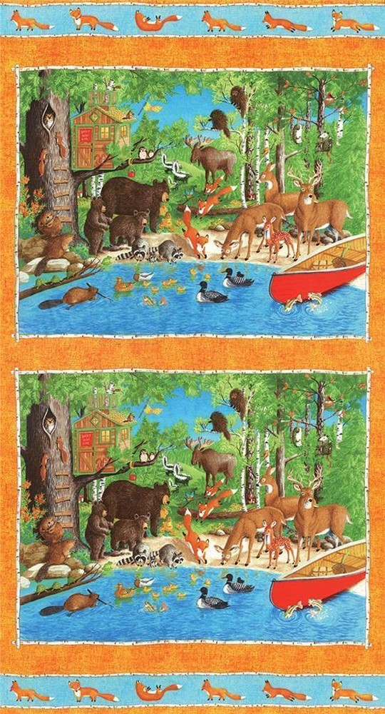 Moda Panel   24" x 42" ~ Forest Friends Panel  ~ Happy   #23140 11