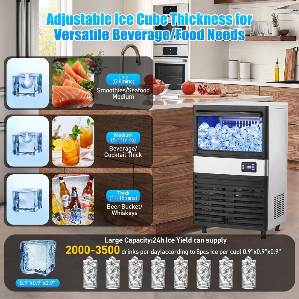 340W Ice Maker Machine 150LBS/Day Crushed Ice Maker with Chewable Ice Cubes NEW
