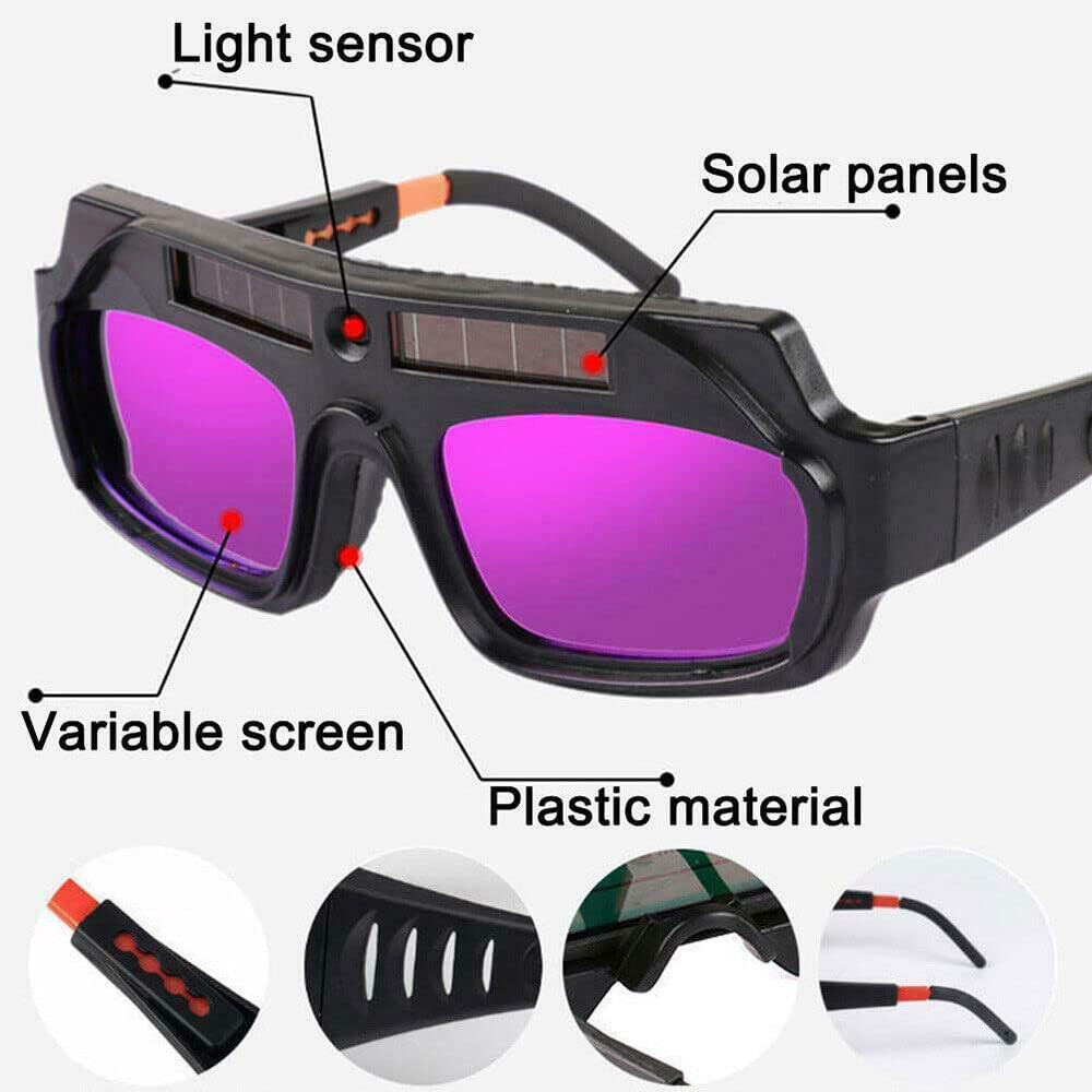 2× Automatic Welding Glasses Solar Powered Auto Darkening Mask Helmet Eye Goggle