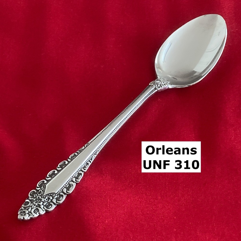Orleans UNF 310 Black Accent Scrolls Teaspoon 6 1/2" Stainless Steel Flatware