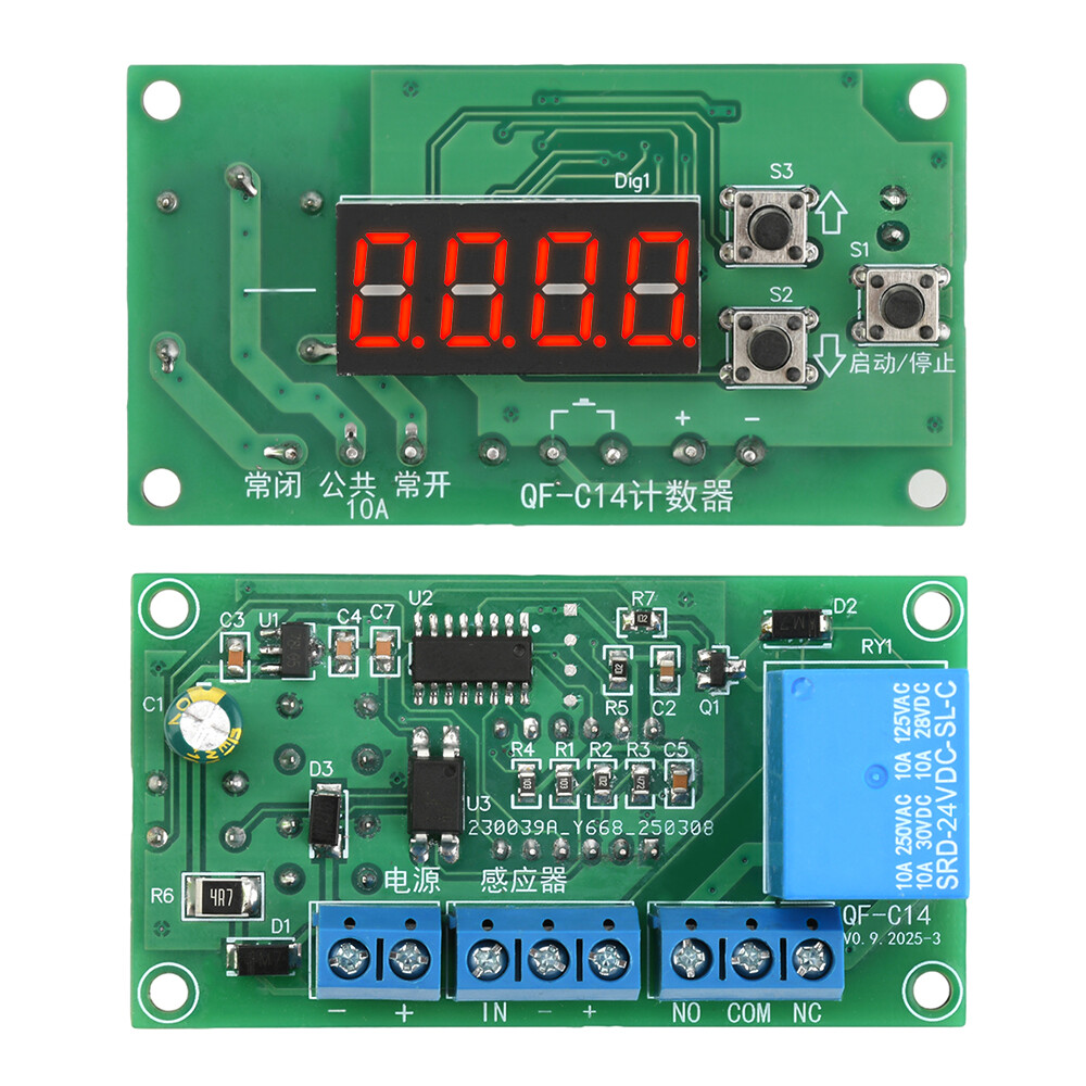 DC 12V 24V 4-Digit Digital Counter Module Time Control Board with Relay Output