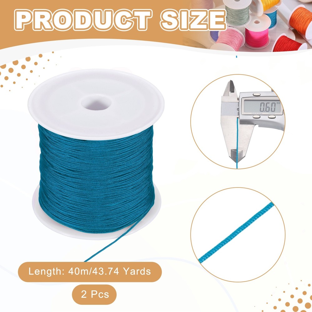 2 pcs 0.6mm String for Bracelets, 44 Yards Beading Thread(Lake Blue)