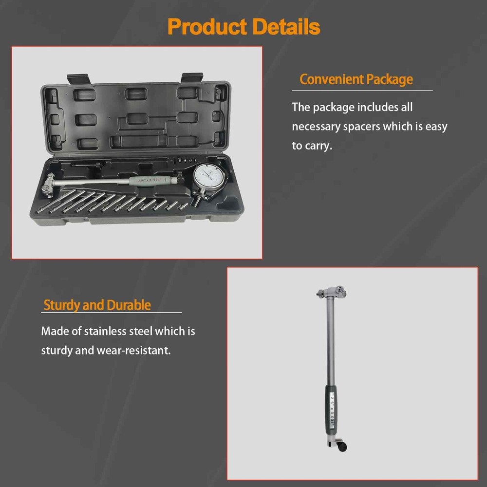 YuYBrightmi Dial Indicator Bore Gage 2" - 6" Range(0.001"), Indicator...