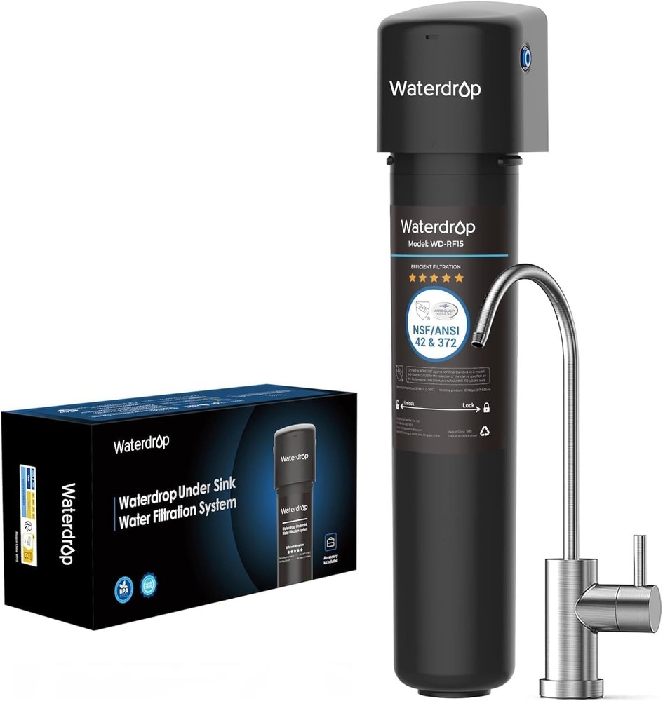 Waterdrop 15UB Under Sink Water Filter System, with Stainless Steel Faucet