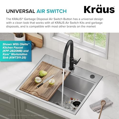 KRAUS Flat-Top Garbage Disposal Air Switch Button Matte Black KWDB-20MB