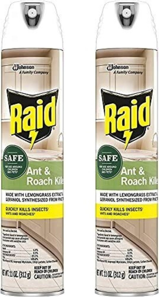 2 Raid Ant & Roach Killer Aerosol Spray Essential Oils plant-based SAFE  11 oz.