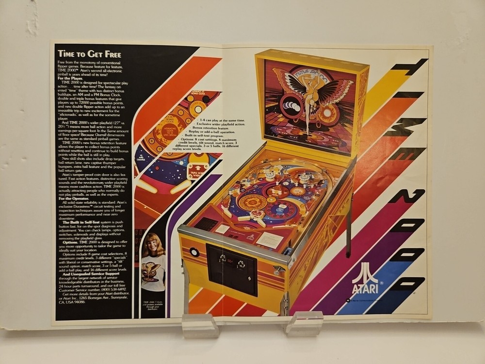 Atari Time 2000 Pinball Machine FLYER 1977 Ad Promo Insert Brochure Original