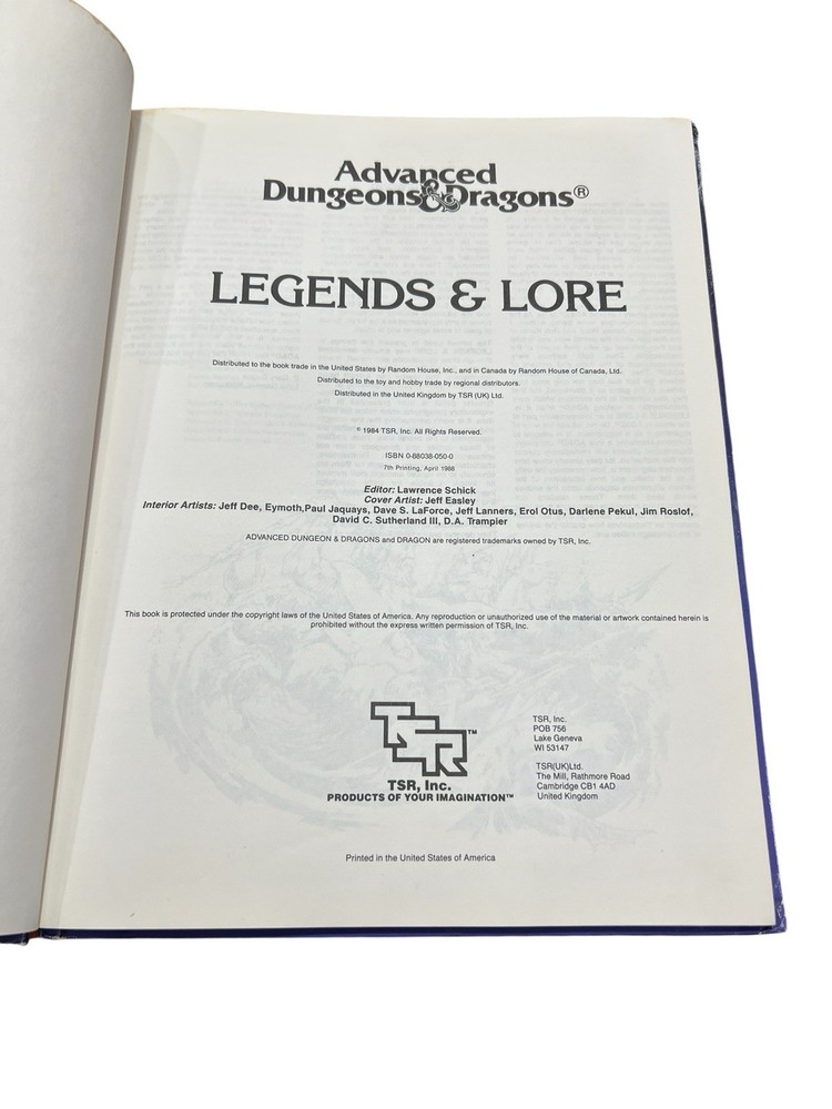 Dungeons And Dragons First Edition Legends And Lore Hardcover